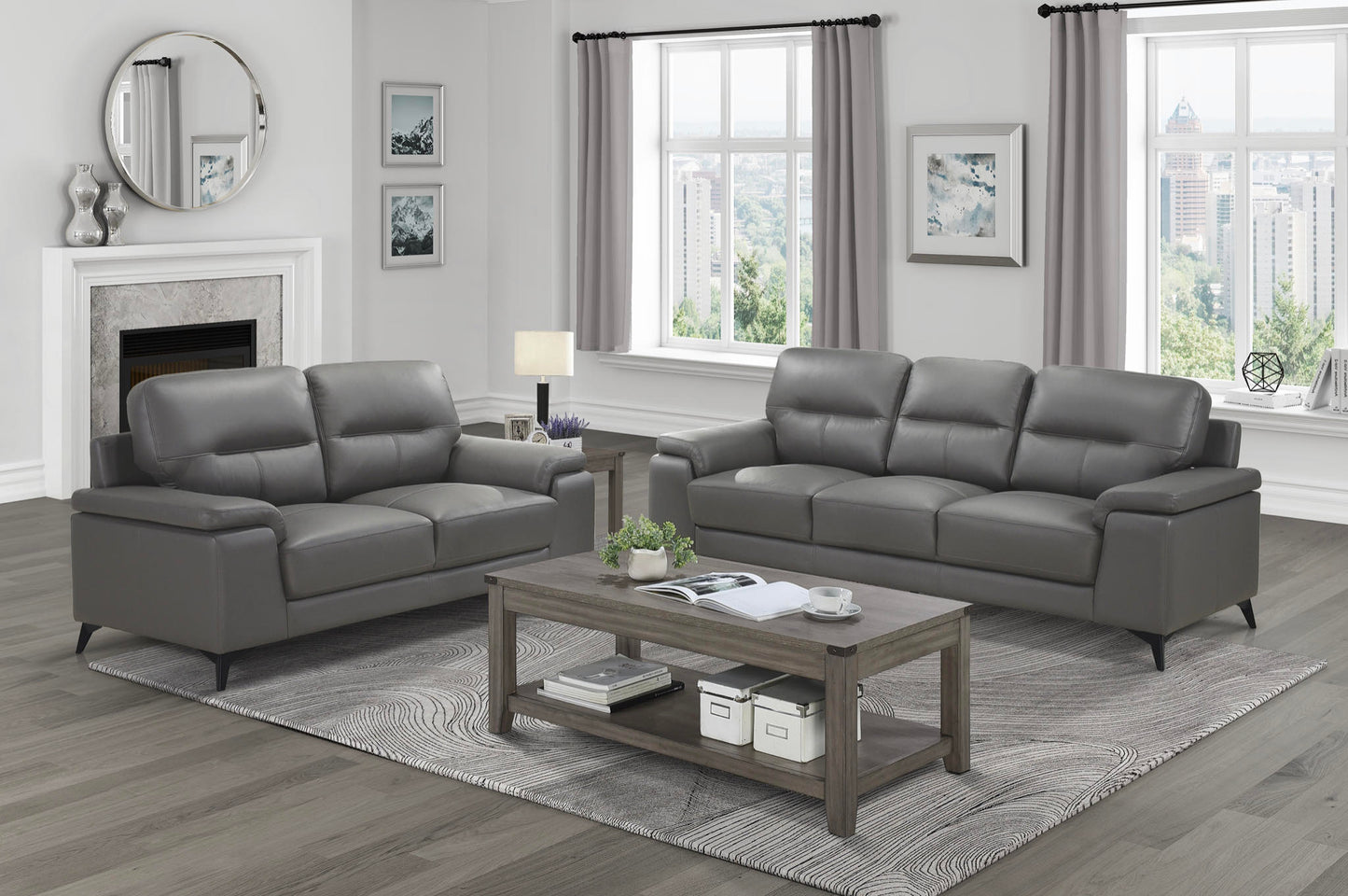 Leather sofa set deal LSMZ5659514DGY