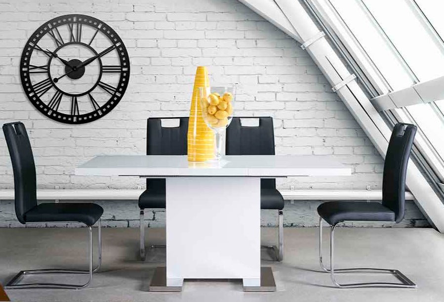 Modern high gloss dining Set deal HGMZ7655433N/738S4BK