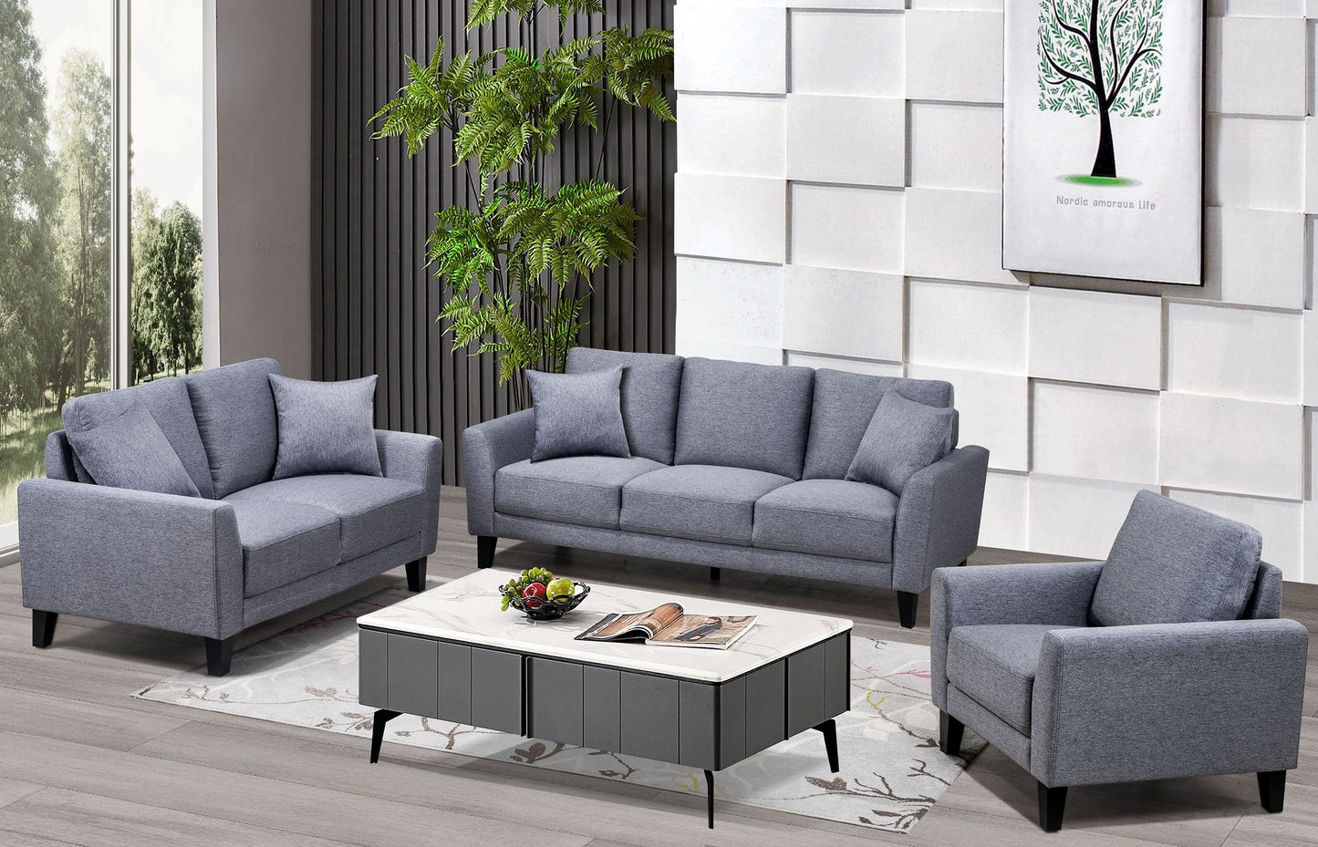 Fabric Sofa set deal FSMZ36599010LGY
