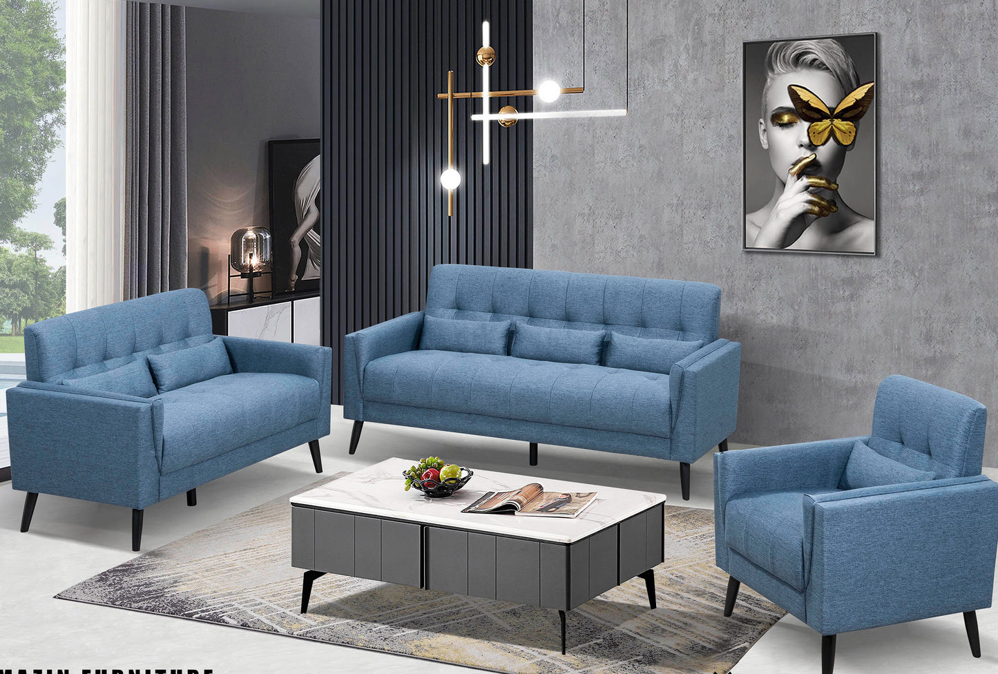 Fabric Sofa set deal FSMZ36599914BLU