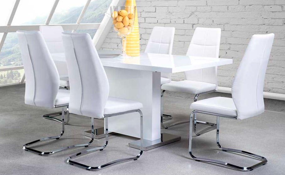 Modern high gloss dining Set deal HGMZ7655433N/738S1WT