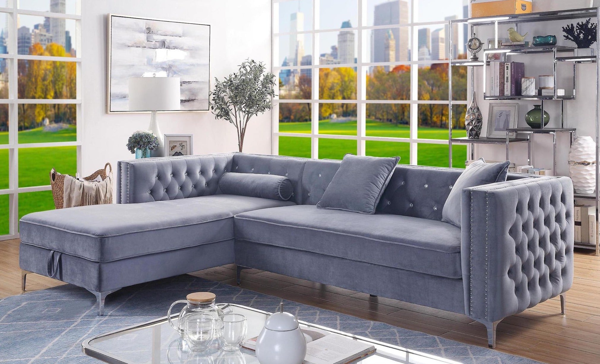 Sectional Fabric sofa set deal SFSMZ46599871GRYSSL