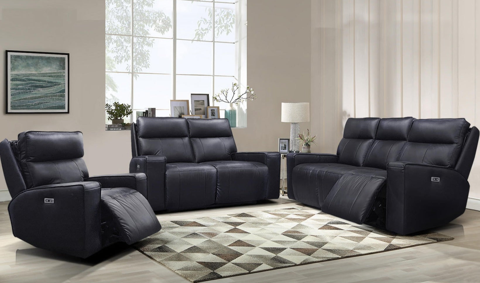 Electric power recliner sofa set deal ERSMZ66599943P-BLK
