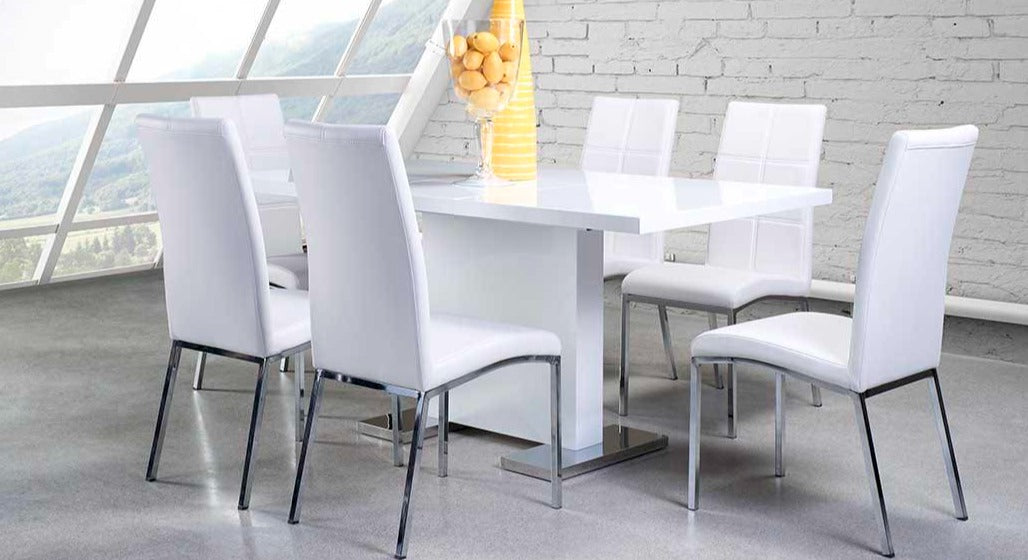 Modern high gloss dining Set deal HGMZ7655433N/738S3WT