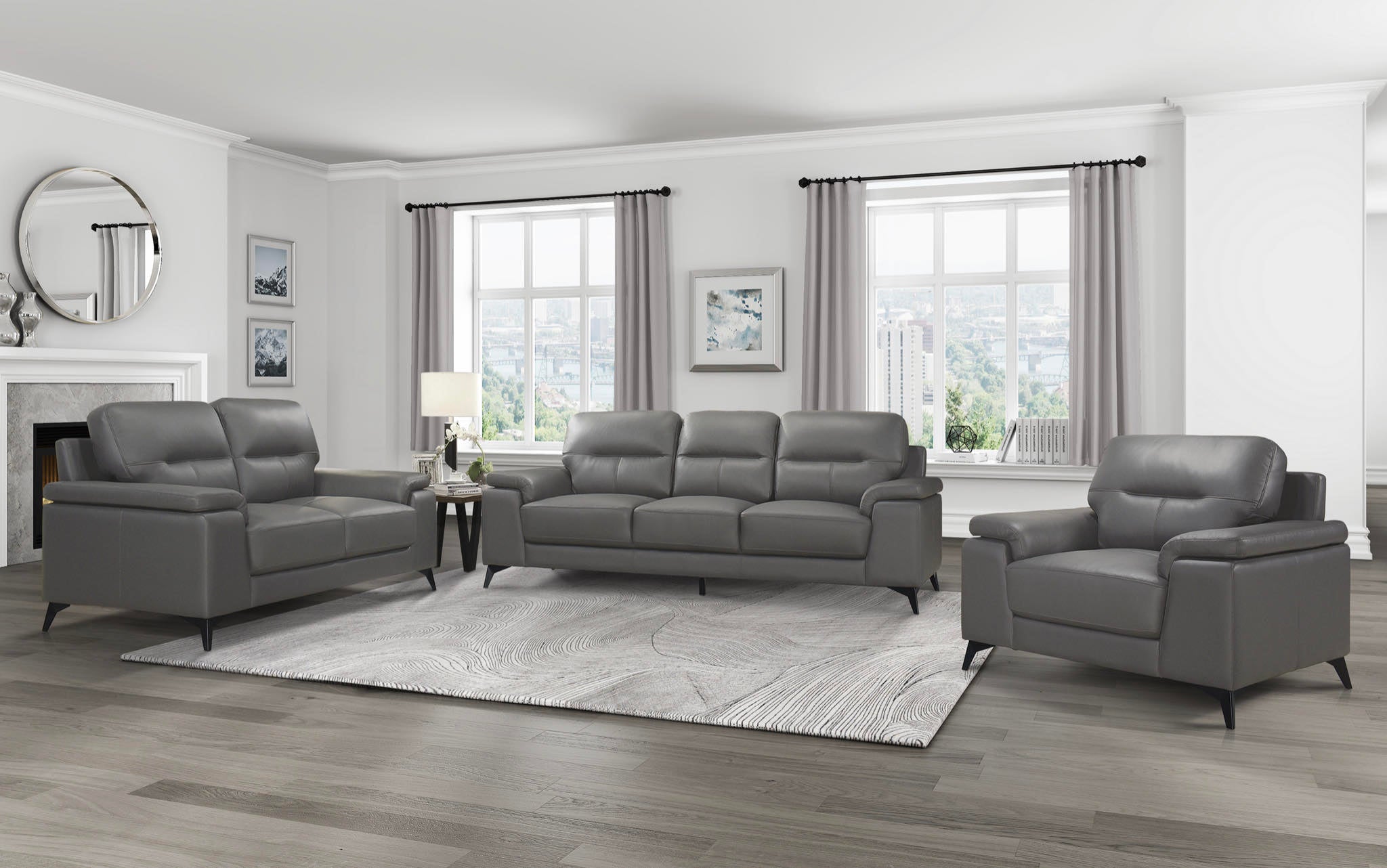Leather sofa set deal LSMZ5659514DGY