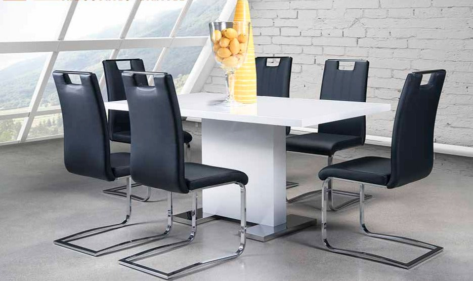 Modern high gloss dining Set deal HGMZ7655433N/738S4BK