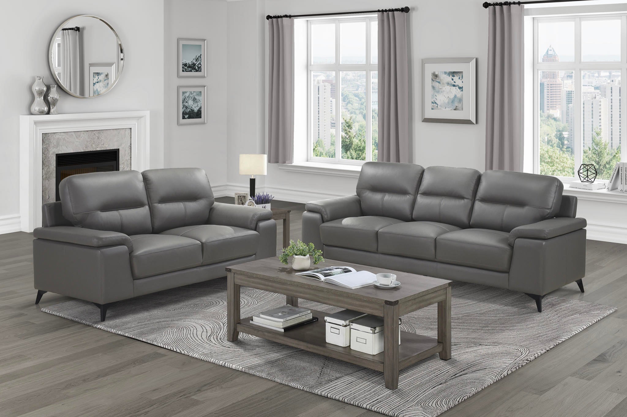 Leather sofa set deal LSMZ5659514DGY