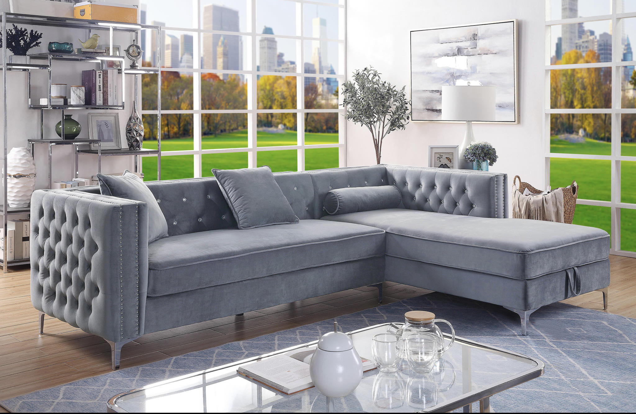 Sectional Fabric sofa set deal SFSMZ46599871GRYSSR
