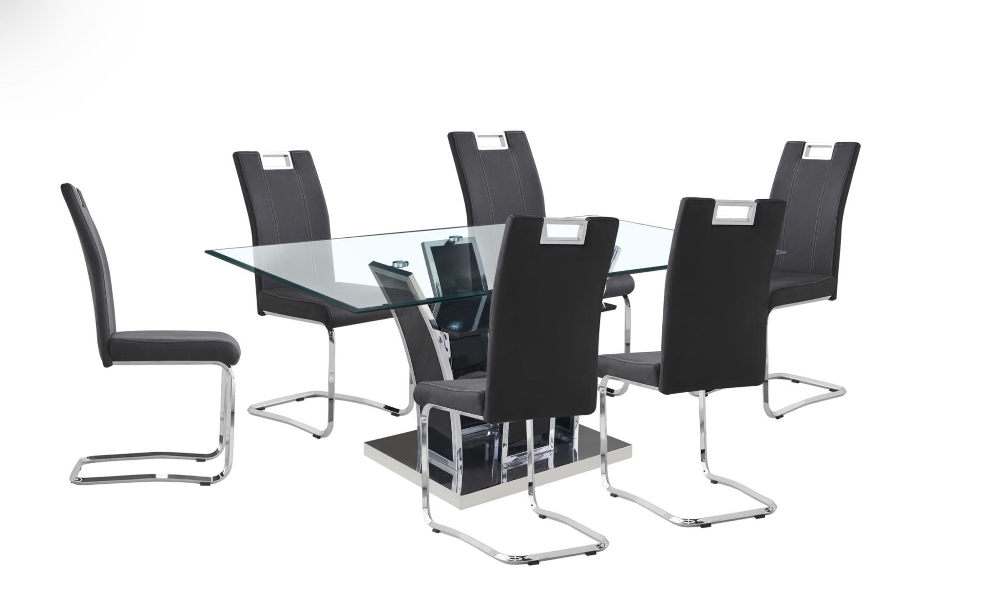 Glass top dining Set deal GTDMZ3655577N/5178GYS