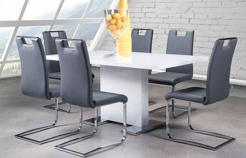 Modern high gloss dining Set deal HGMZ7655433N/738S4GY