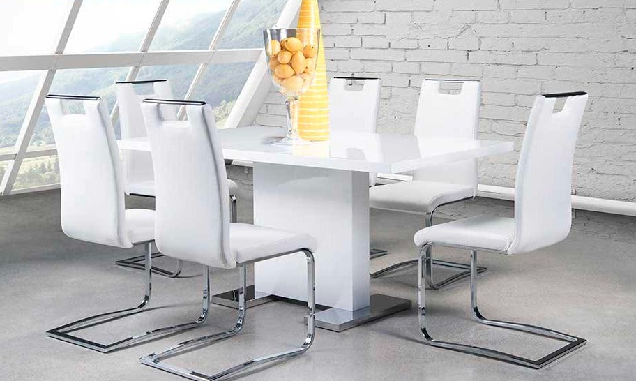 Modern high gloss dining Set deal HGMZ7655433N/738S4WT