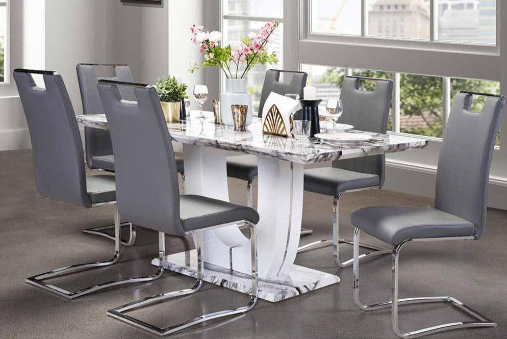 Modern high gloss dining Set deal HGMZ7657409/738S4GY