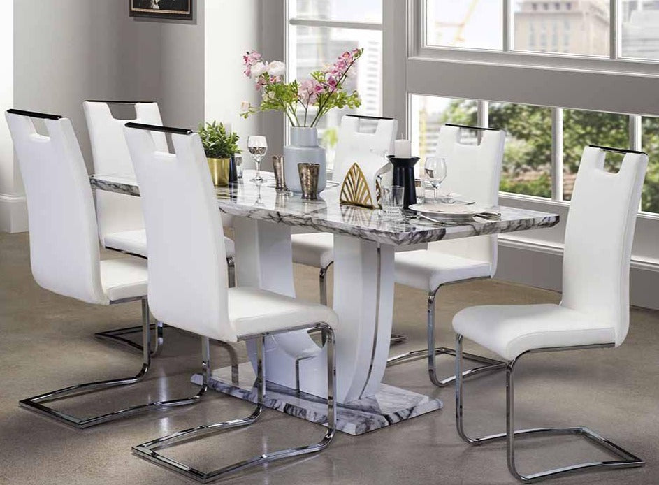 Modern high gloss dining Set deal HGMZ7657409/738S4WT