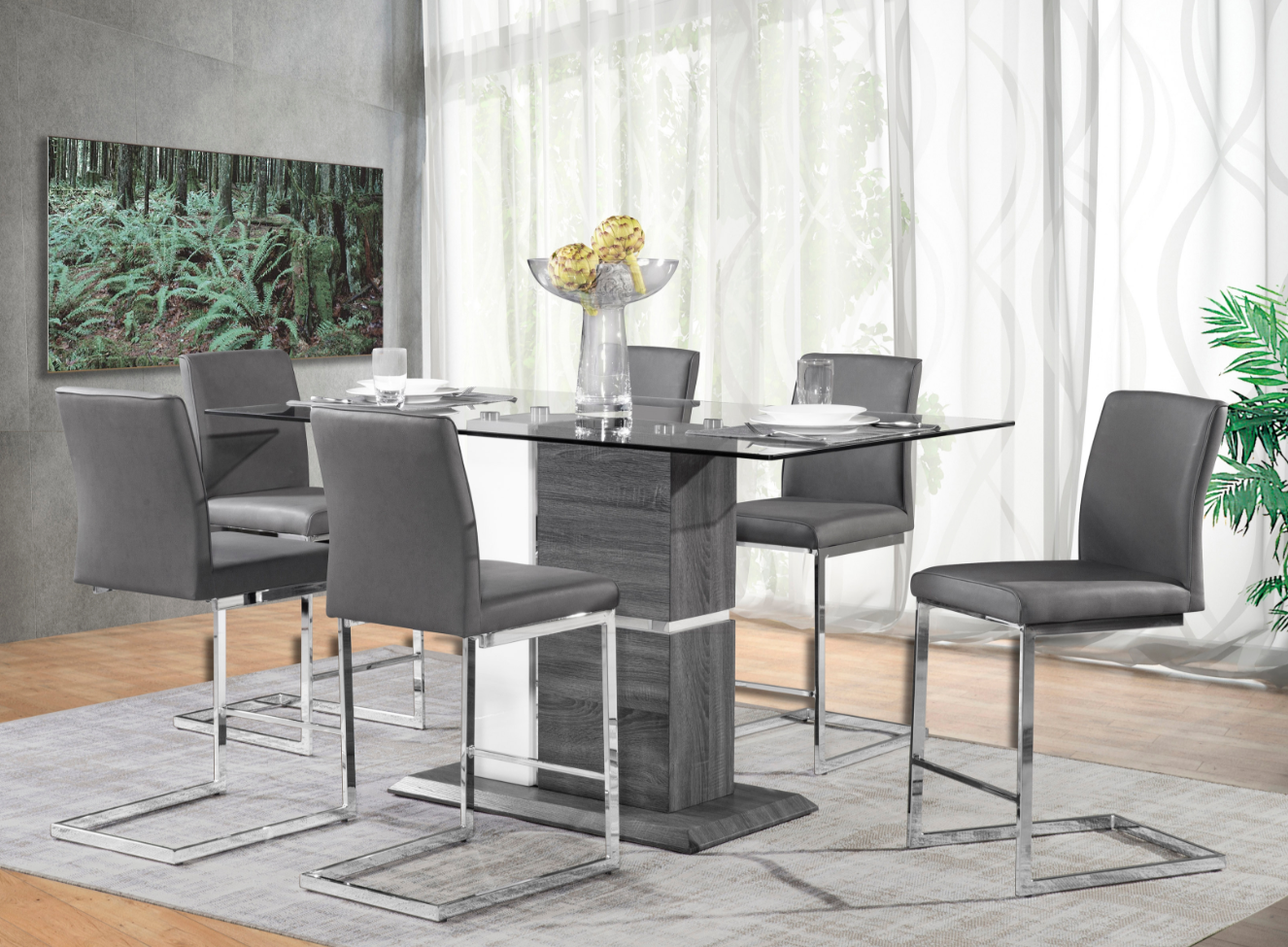 DNS 6826GRY Counter Height Dining Set