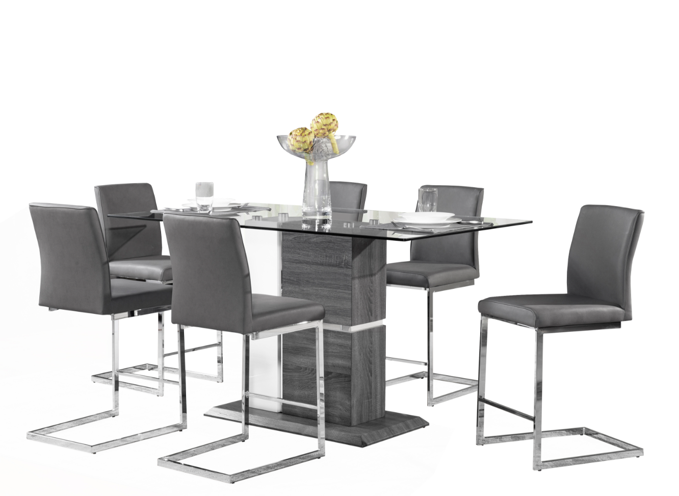 DNS 6826GRY Counter Height Dining Set