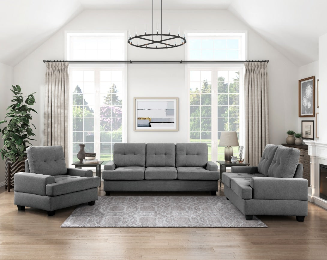 DNS 9367DGY Fabric Sectional Sofa