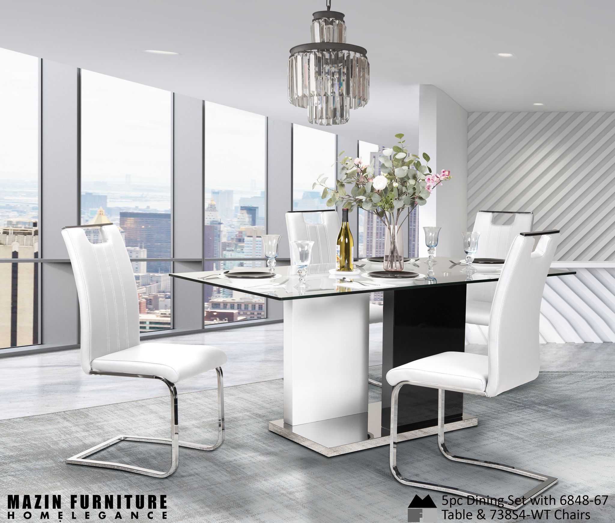 DNS 738S4W Counter Height Dining Set