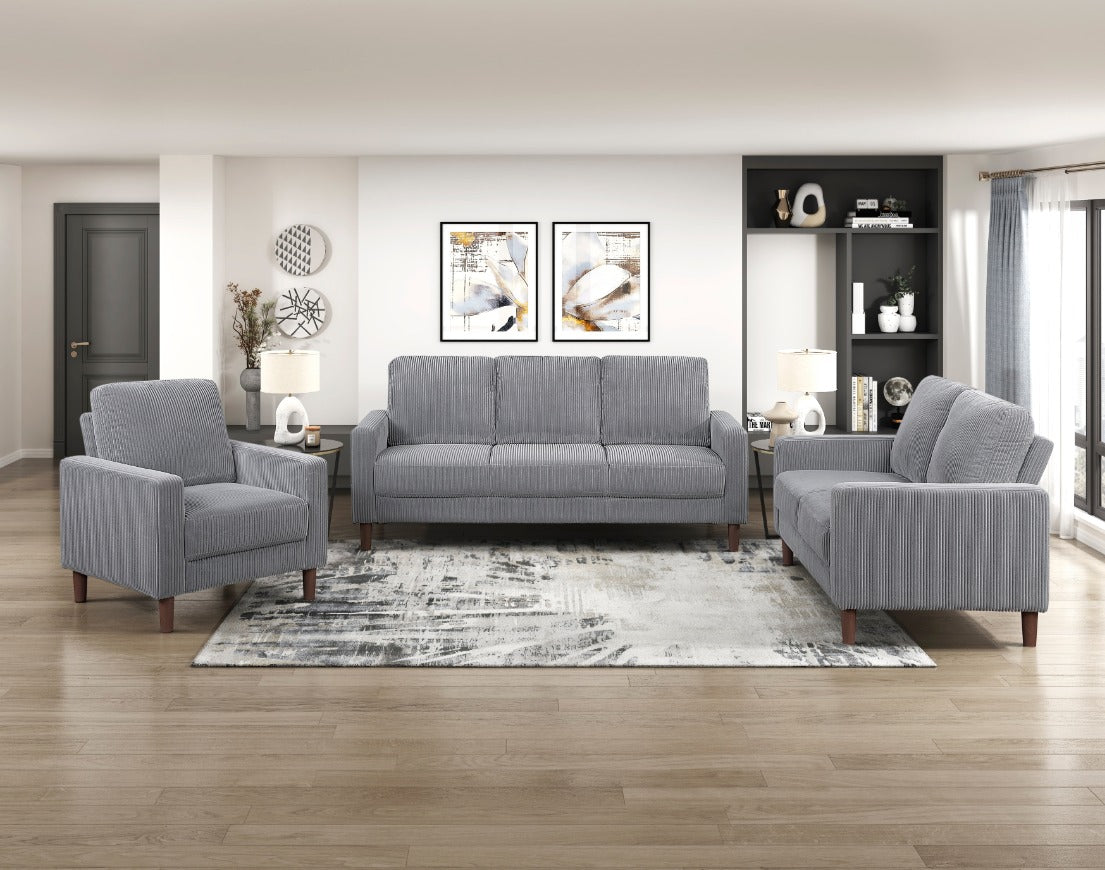 DNS 9520GRY Fabric Sectional Sofa