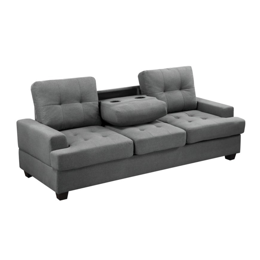 DNS 9367DGY Fabric Sectional Sofa