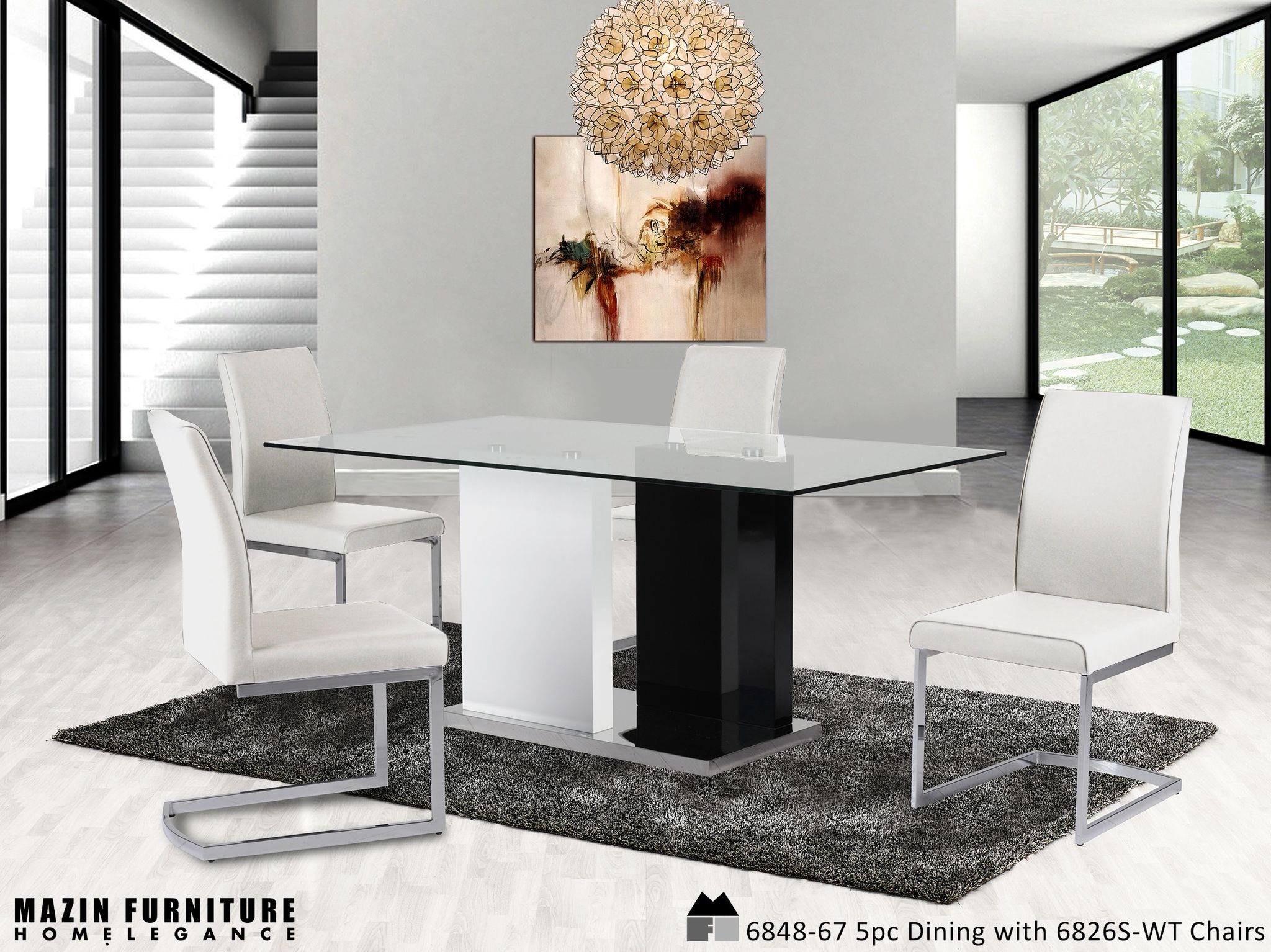 DNS 6826WHT Counter Height Dining Set