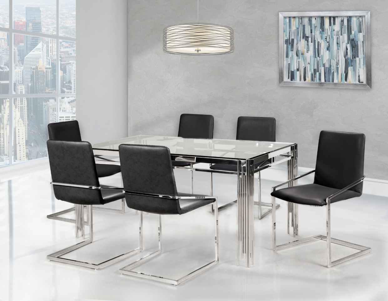 DNS-3645-B (Glass top dining set)