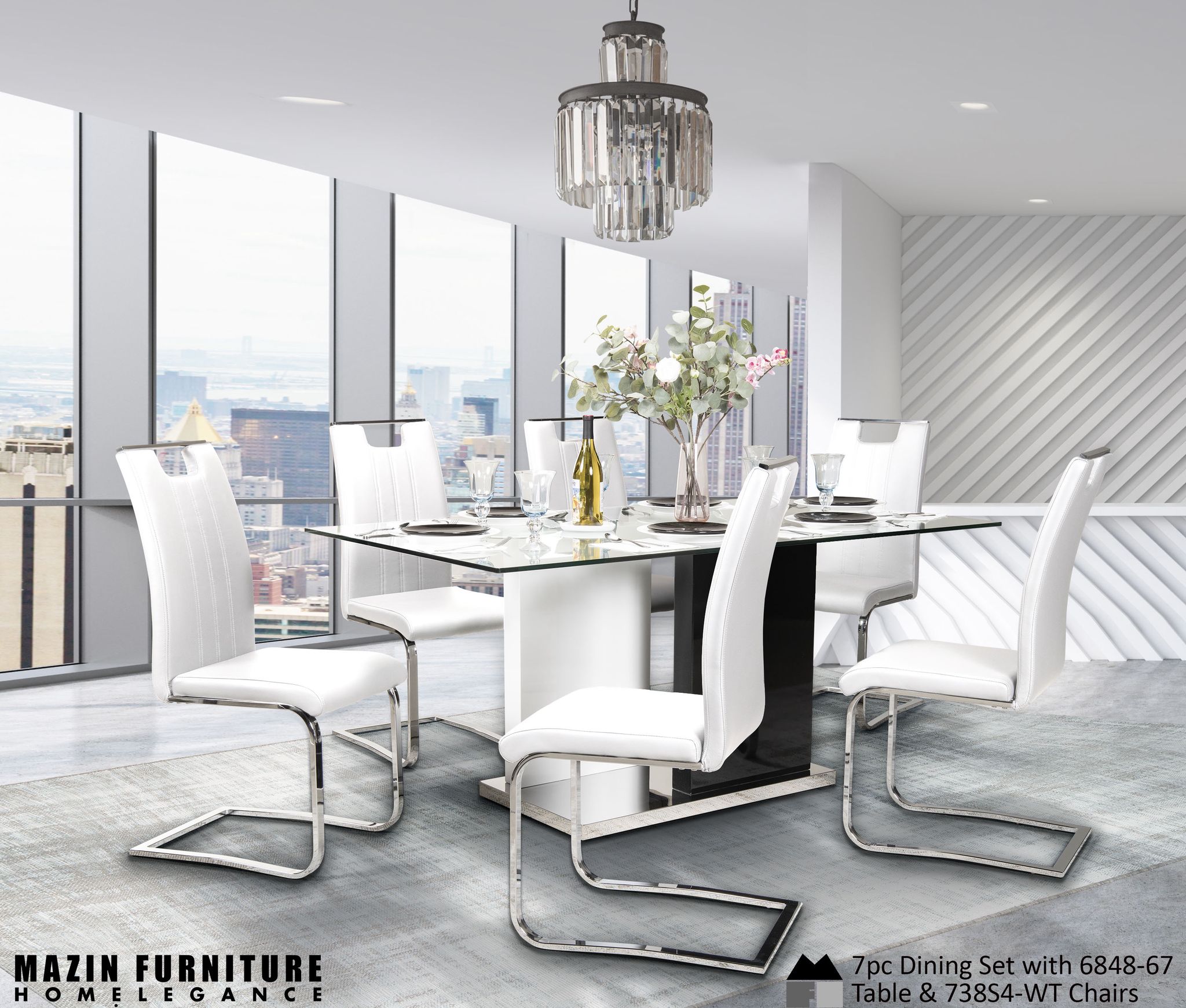 DNS 738S4W Counter Height Dining Set
