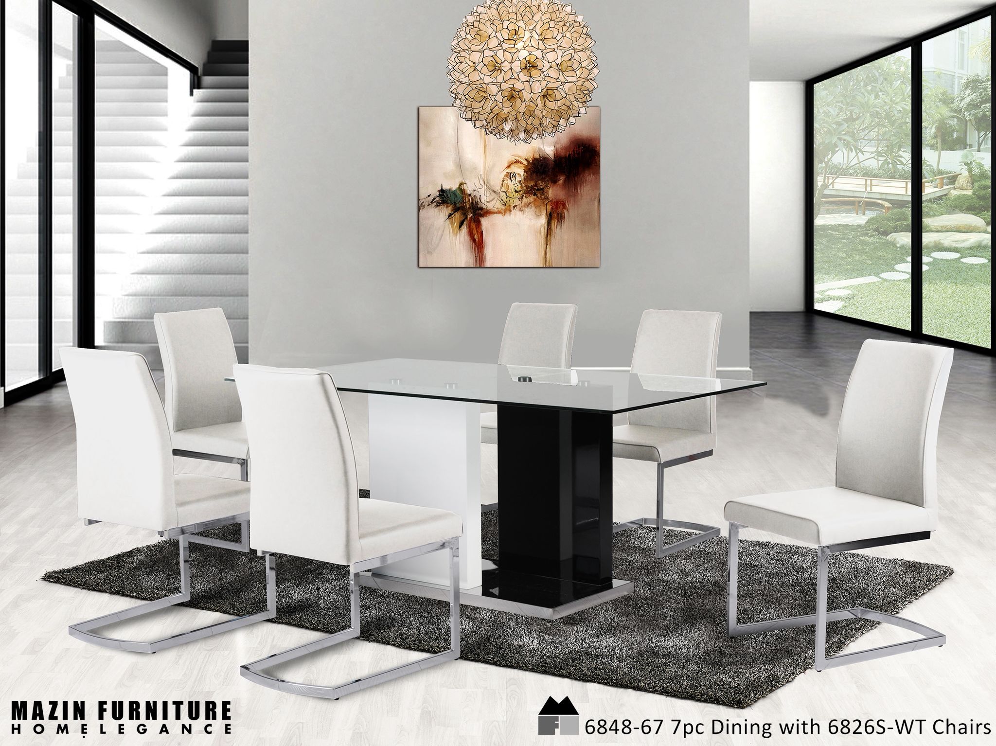 DNS 6826WHT Counter Height Dining Set